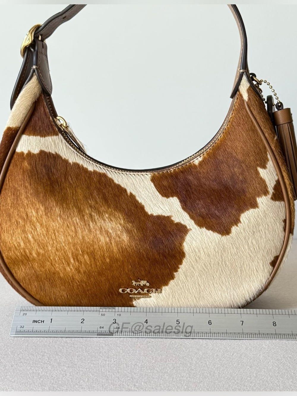 NWT Coach Emily Shoulder & Crossbody Bag In Haircalf With Cow Print Gold CDX23 - Picture 13 of 15